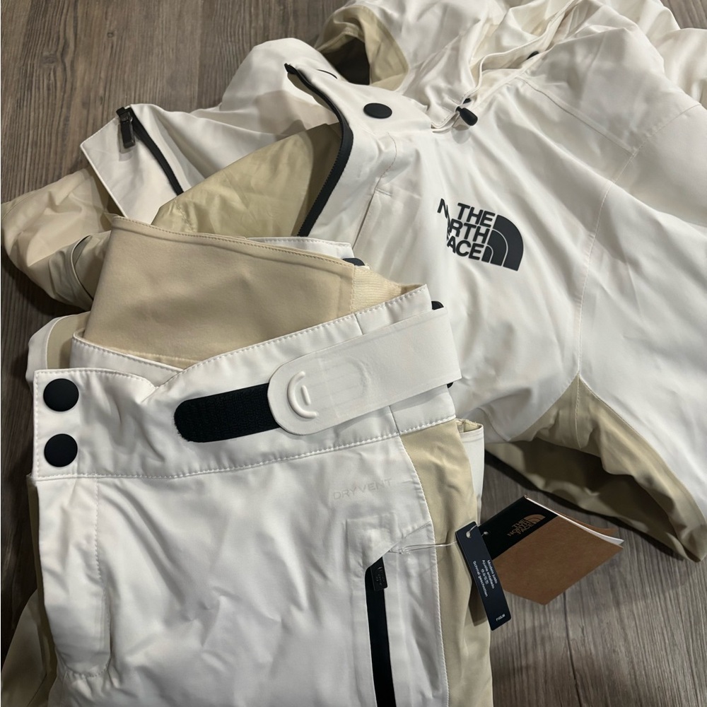 The North Face White & Beige Waterproof Shell Jacket & Pants